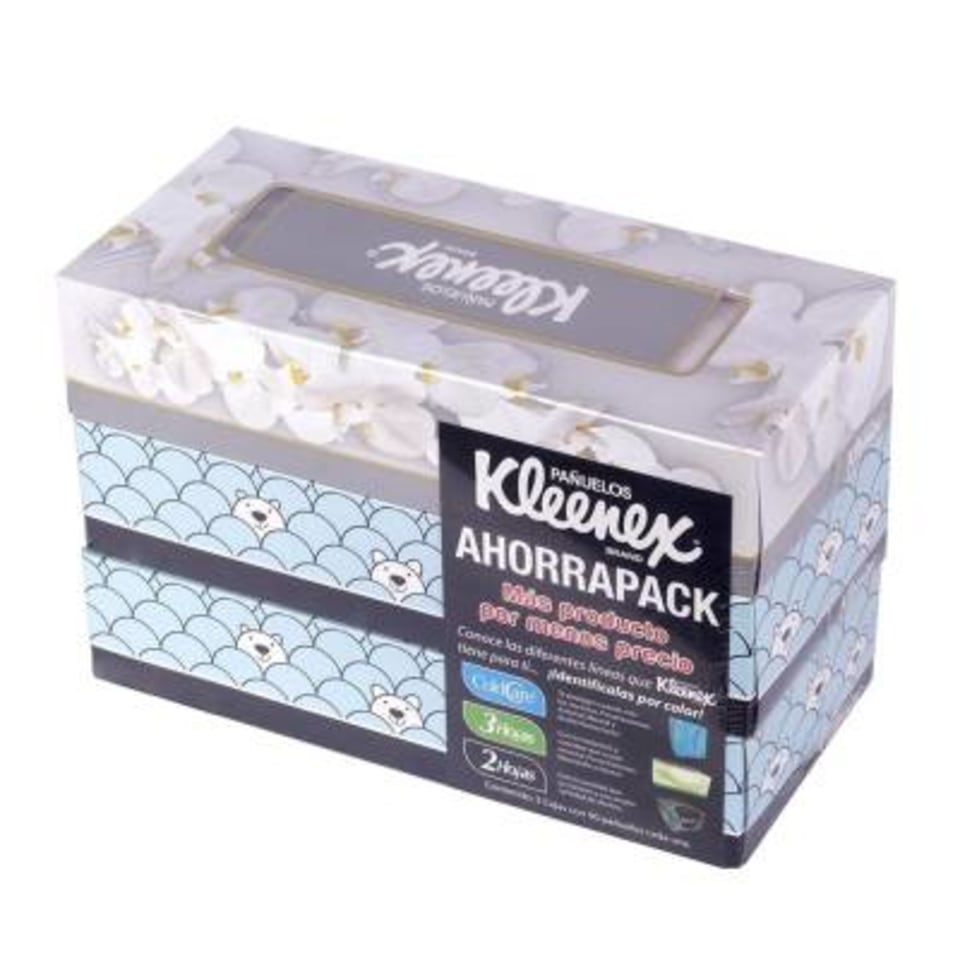 Pañuelos desechables Kleenex Ahorrapack 3 pzas con 90 pzas c/u | Walmart