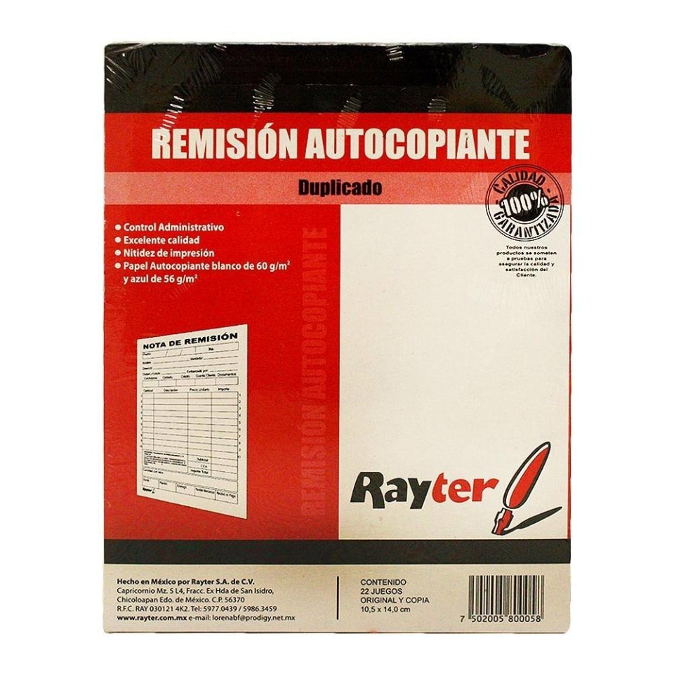 Notas De Remisión Rayter Autocopiante 1 Paquete Con 22 Juegos Walmart 8327