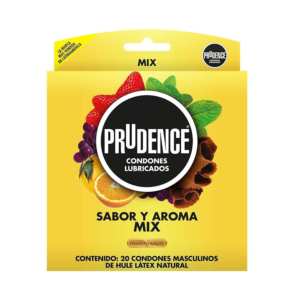 Condones Prudence mix 20 pzas con sabor y aroma