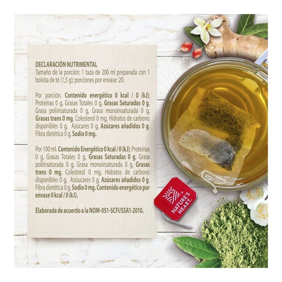 Té Nature's Heart matcha vainilla 20 sobres de 1.5 g c/u