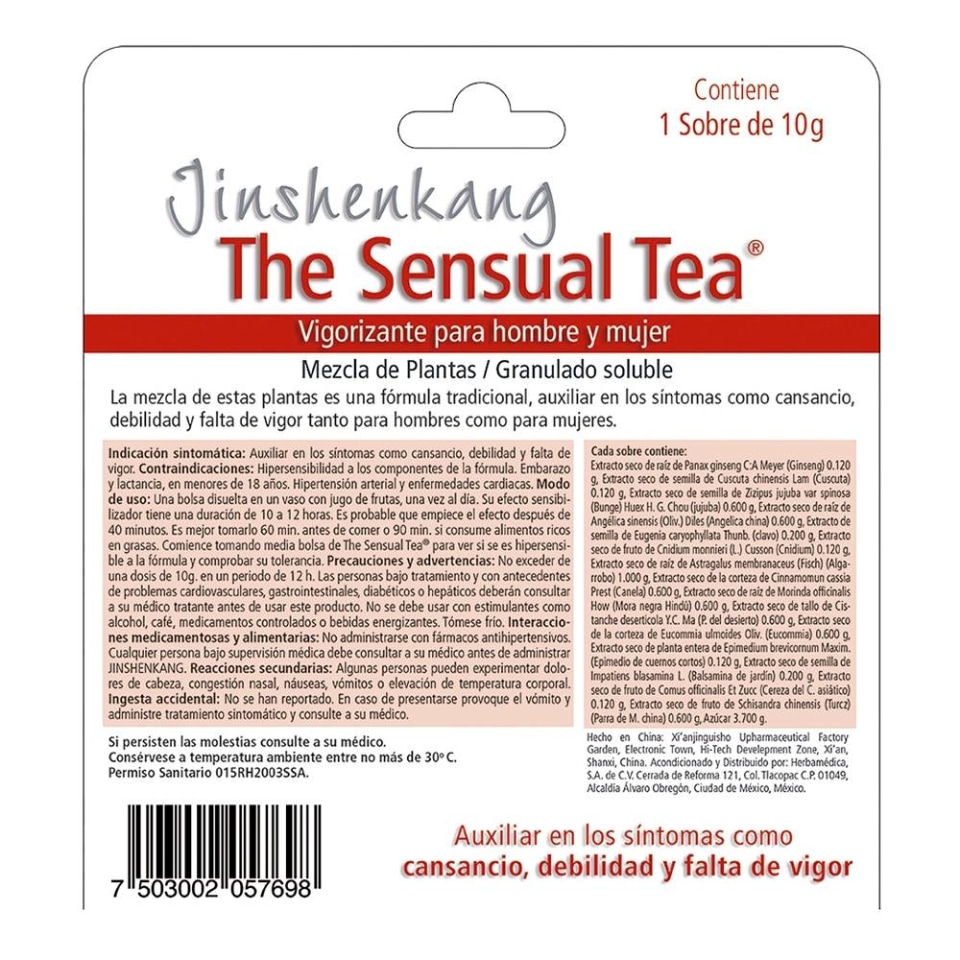 Té Vigorizante The Sensual Tea Para Hombre Y Mujer Granulado Soluble 10 2503