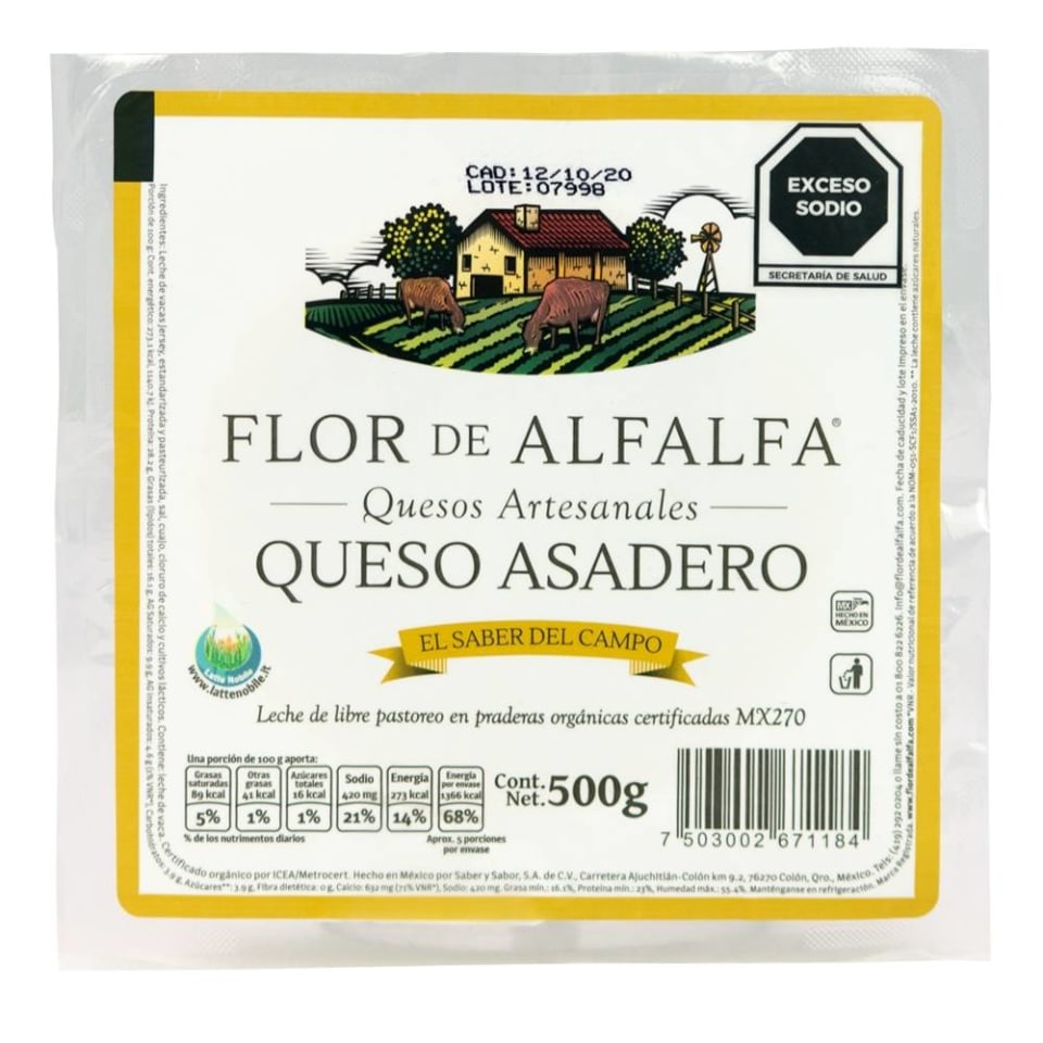 Queso asadero Flor de Alfalfa 500 g | Walmart Queso asadero Flor de Alfalfa 500 g | Walmart