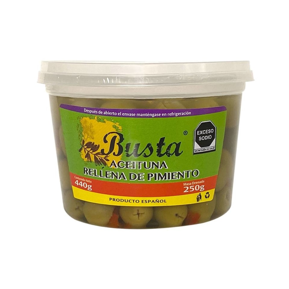 Aceitunas Busta verdes rellenas de pimiento 440 g