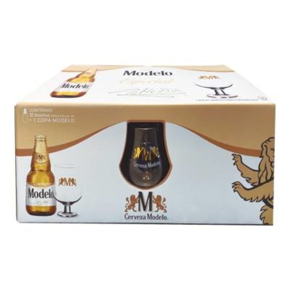 Cerveza clara Modelo Especial 12 botellas de 355 ml c/u + 1 copa | Walmart