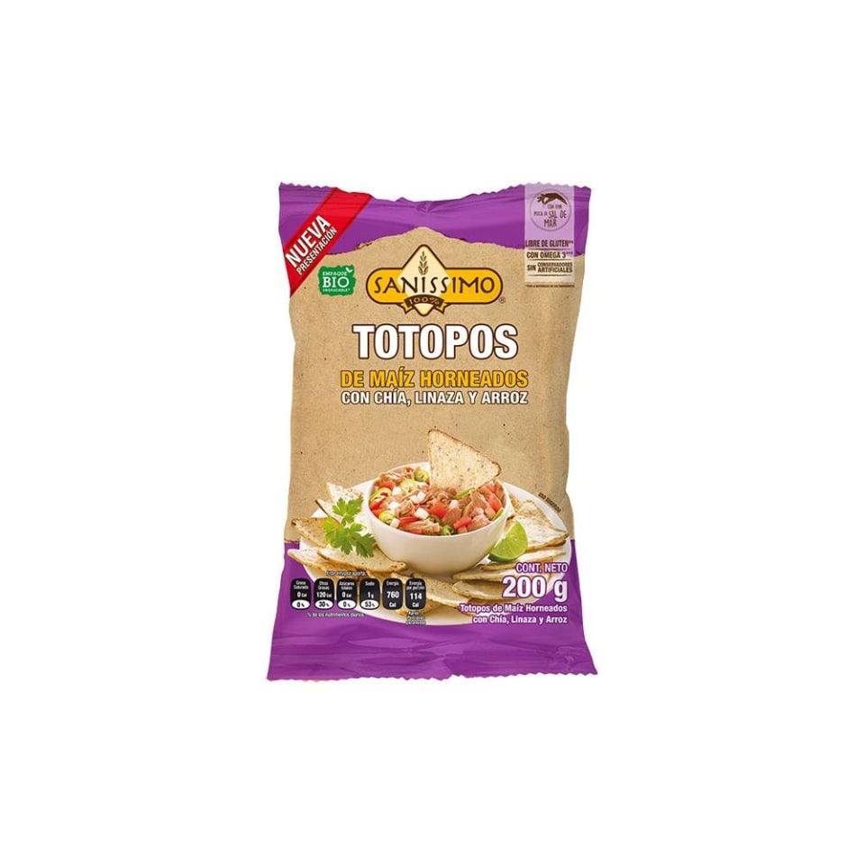 Totopos Sanissimo chía, linaza y arroz 200 g