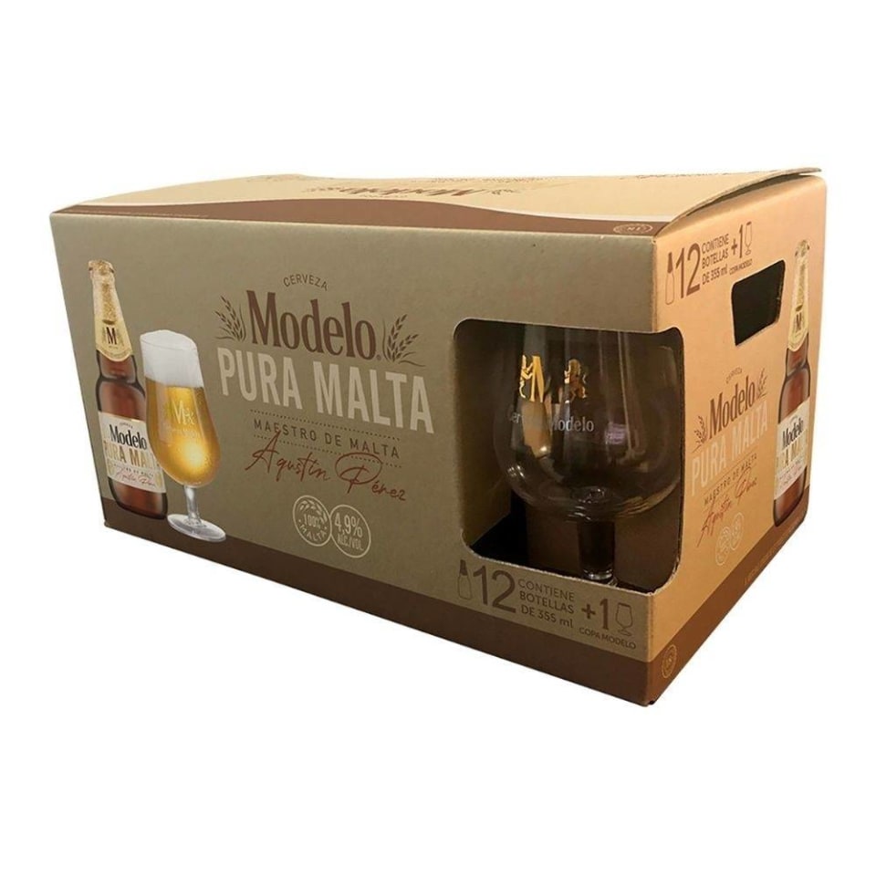 Cerveza Modelo pura malta 12 botellas de 355 ml c/u + 1 copa | Walmart