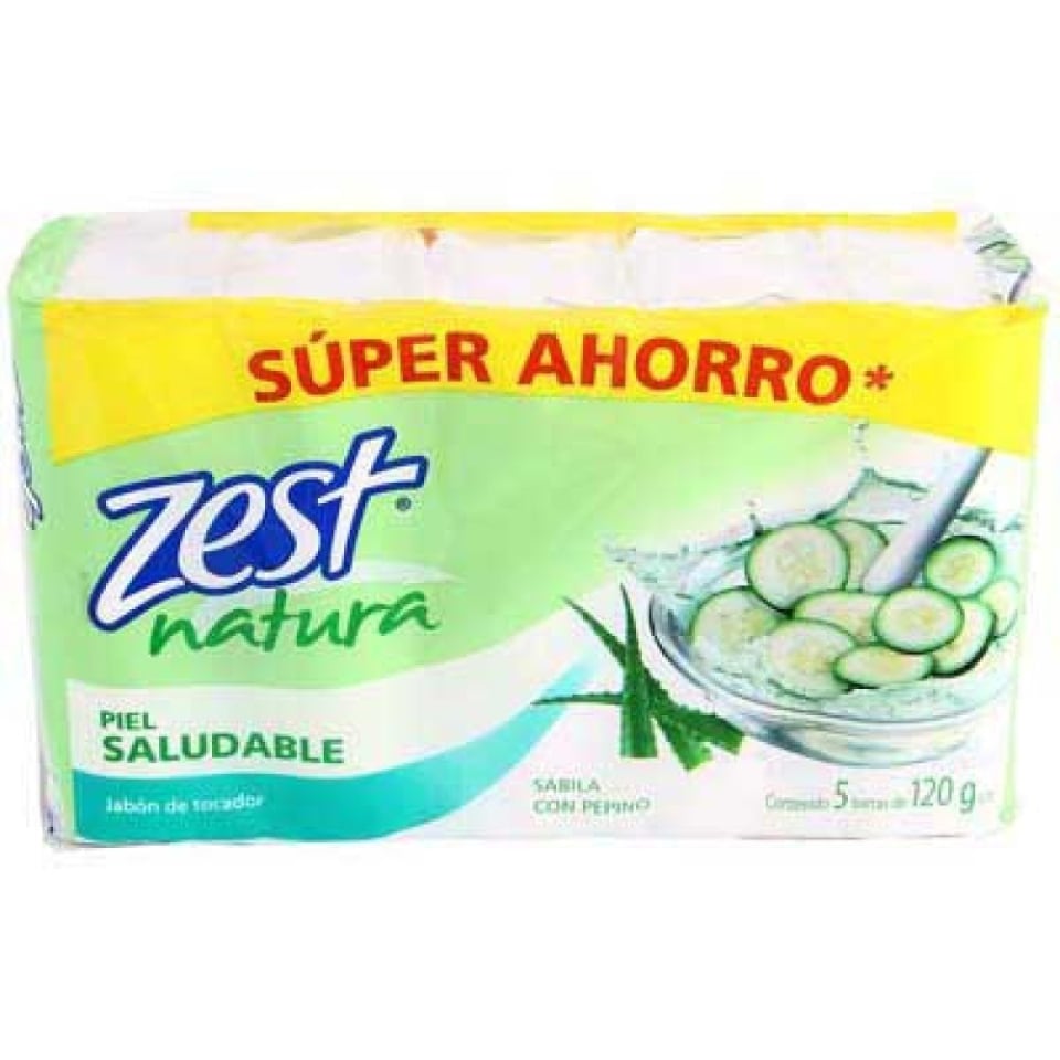 Jabón en barra Zest Natura sábila con pepino 5 pzas de 120 g c/u | Walmart