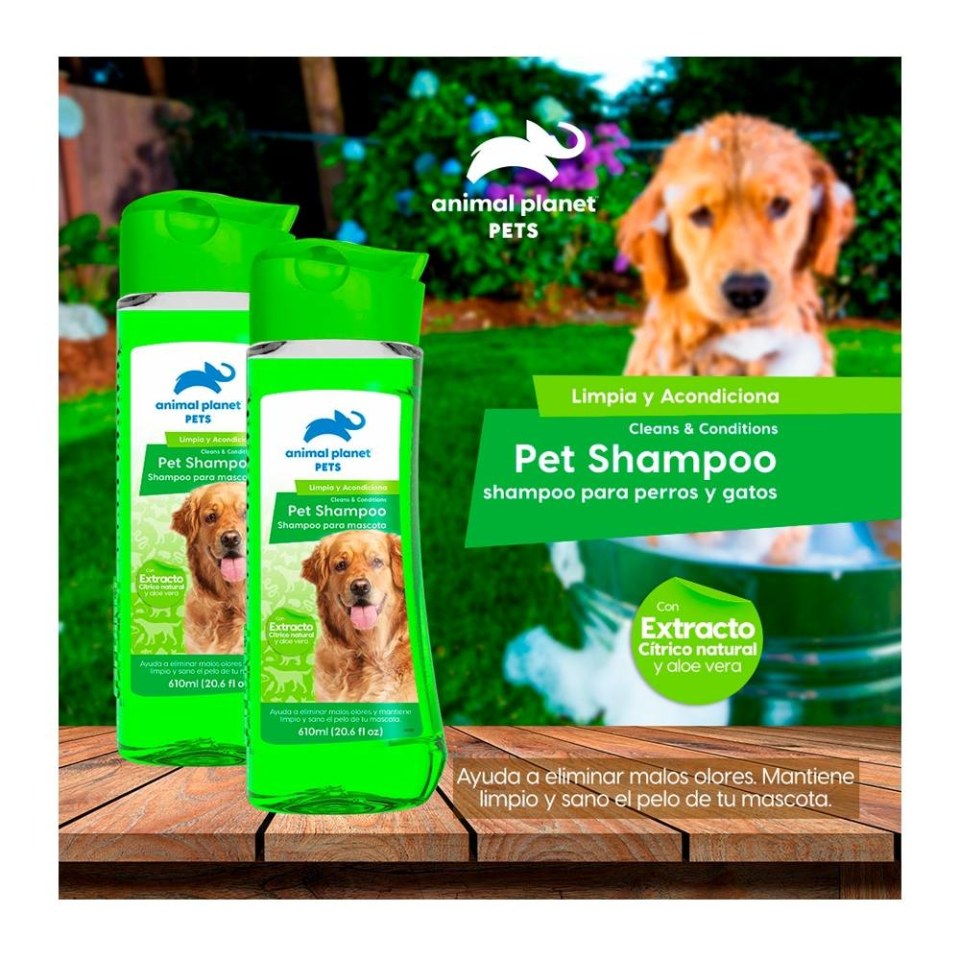 Shampoo Animal Planet para Mascotas Limpia y Acondiciona 610 ml Walmart
