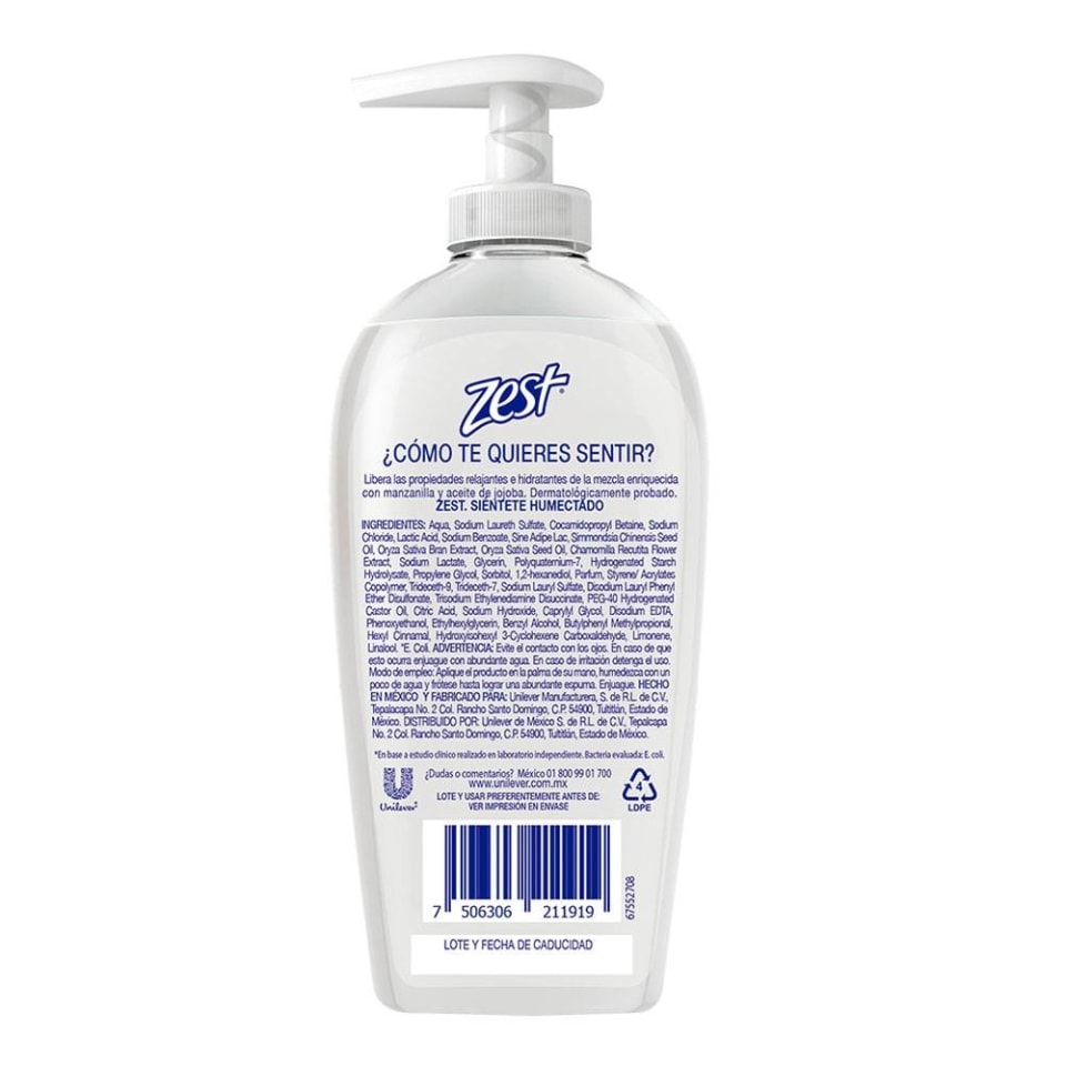 Jabón Líquido Para Manos Zest Humectante 220 Ml Walmart 7801