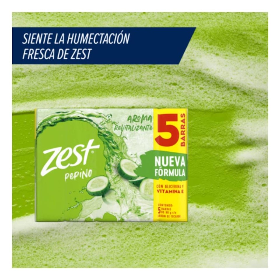 Jabón De Tocador Zest Pepino Y Sábila 5 Barras De 90 G Cu Walmart 5279