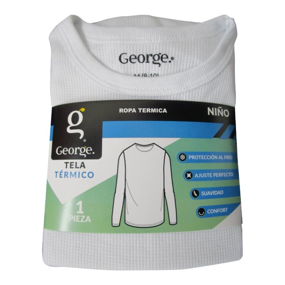 Playera George Talla M 8/10 Cuello Redondo Tela Térmico Blanco | Walmart