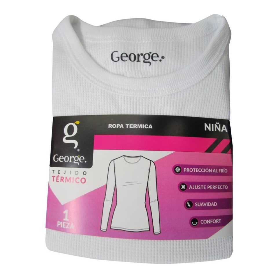 Playera George Talla EG 16 Manga Larga Térmica Blanco | Walmart