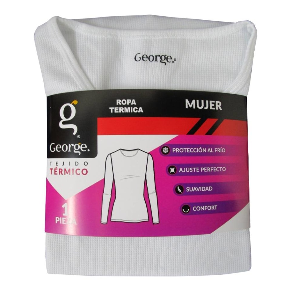 Playera George Talla CH Tejido Térmico Blanco | Walmart