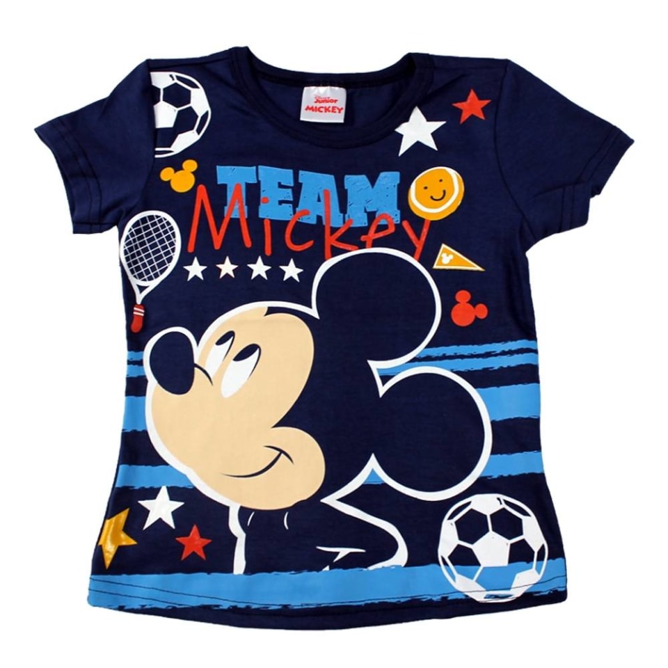 Digno región textura Playera Disney Junior Niño 2 Mickey Mouse Team Azul Marino | Walmart