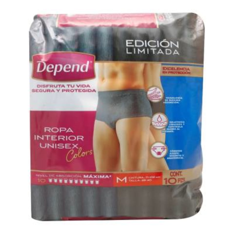 Ropa interior Depend talla 28-40 mediana 10 pzas | Walmart