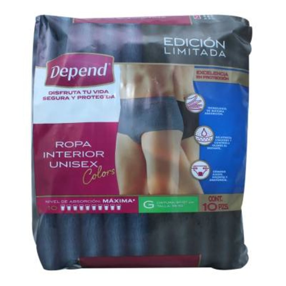 Ropa interior unisex Depend colors talla 38 - 50 edición limitada 10 pzas |  Walmart