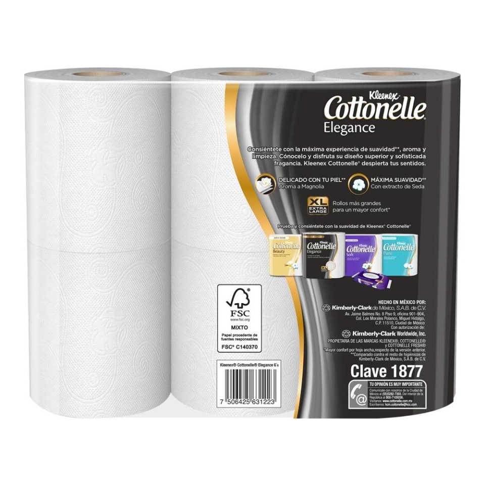 Papel Higiénico Kleenex Cottonelle Elegance 6 Rollos Con 228 Hohas Dobles Cu Walmart 