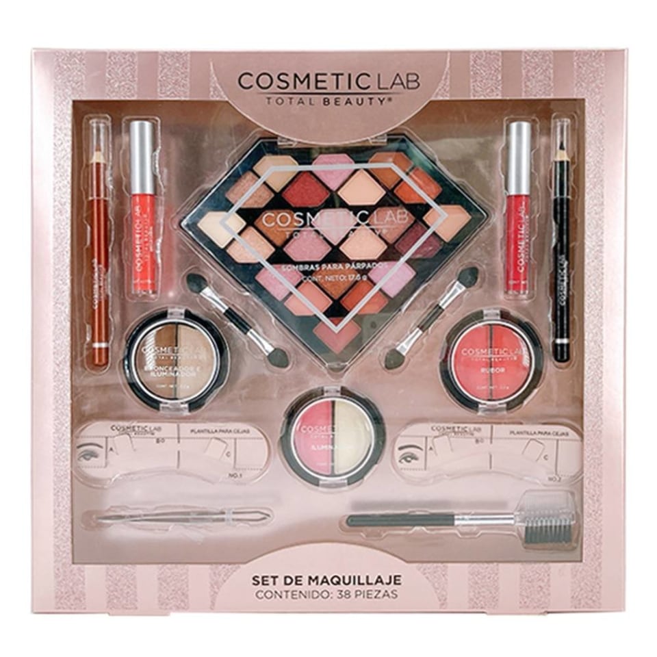 Set de maquillaje Cosmetic Lab Total Beauty estuche trendy 38 pzas | Walmart