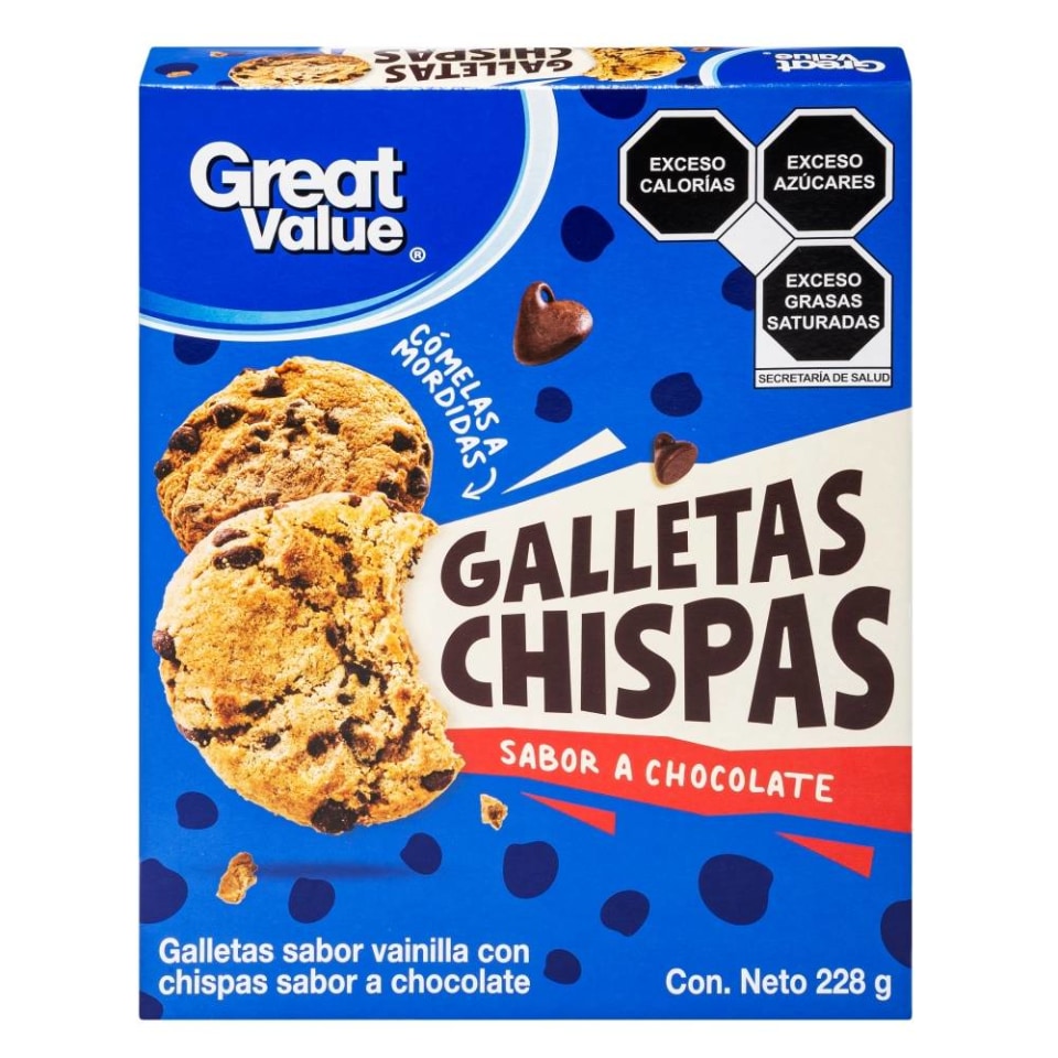 Galletas Great Value Con Chispas Sabor Chocolate 228 G Walmart 0305