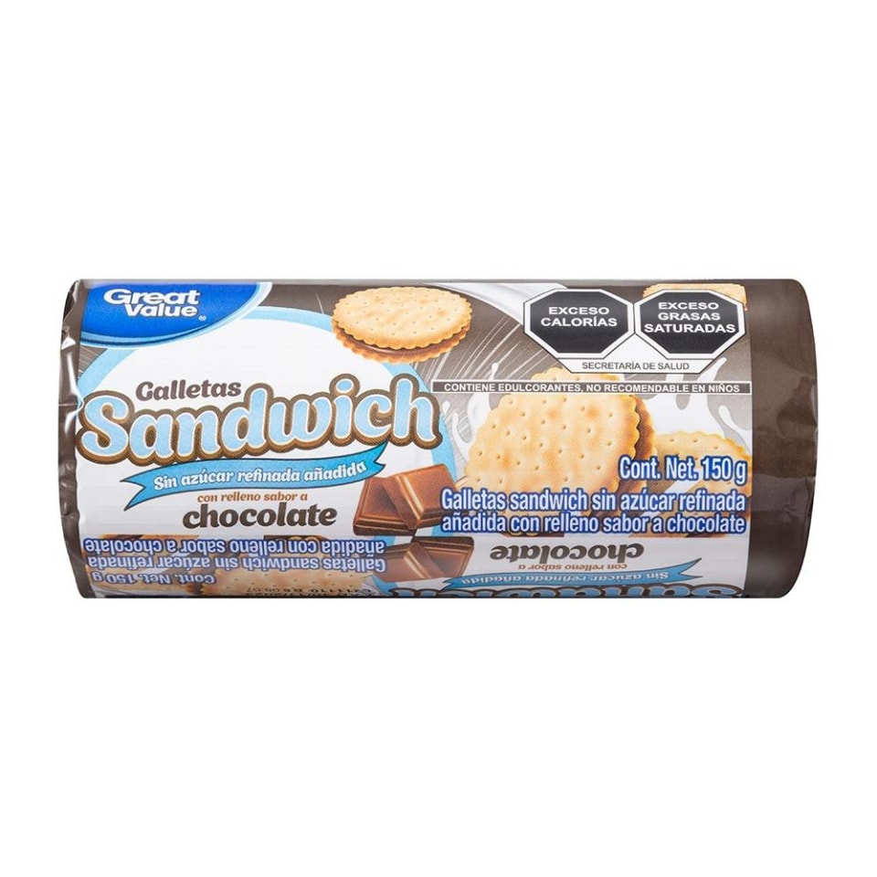 Galletas Great Value Sándwich Con Relleno Sabor A Chocolate 150 G Walmart 7933