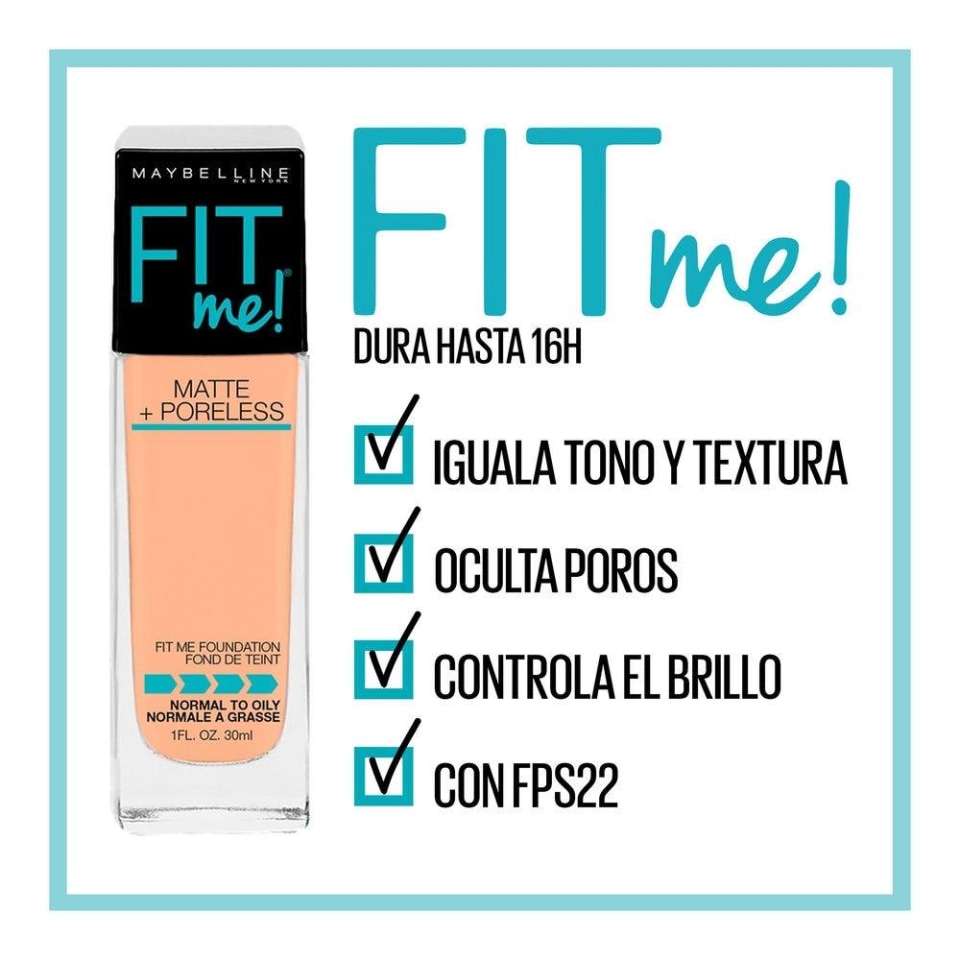 Base de maquillaje Maybelline New York Fit Me! matte + poreless 220 natural beige  30 ml | Walmart