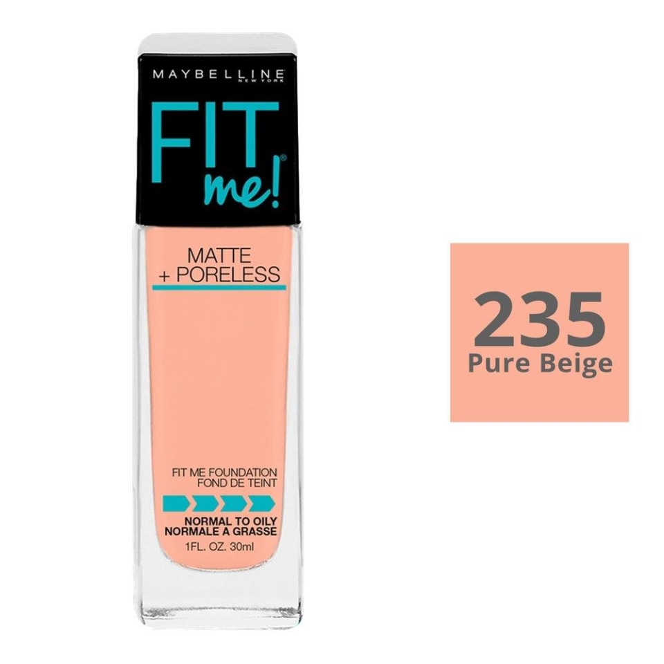 Base de maquillaje Maybelline New York Fit Me! matte + poreless 235 pure beige  30 ml | Walmart