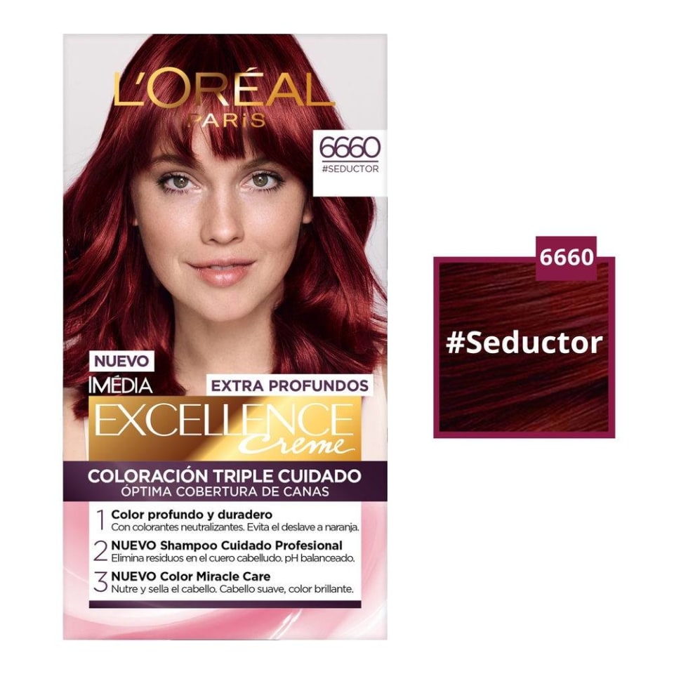 Tinte para cabello L'Oréal Imédia Excellence creme 6660 seductor | Walmart