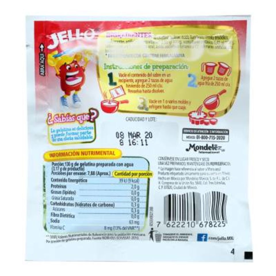 Polvo Para Preparar Gelatina Jello Sabor Mora Azul 25 G Walmart 7753