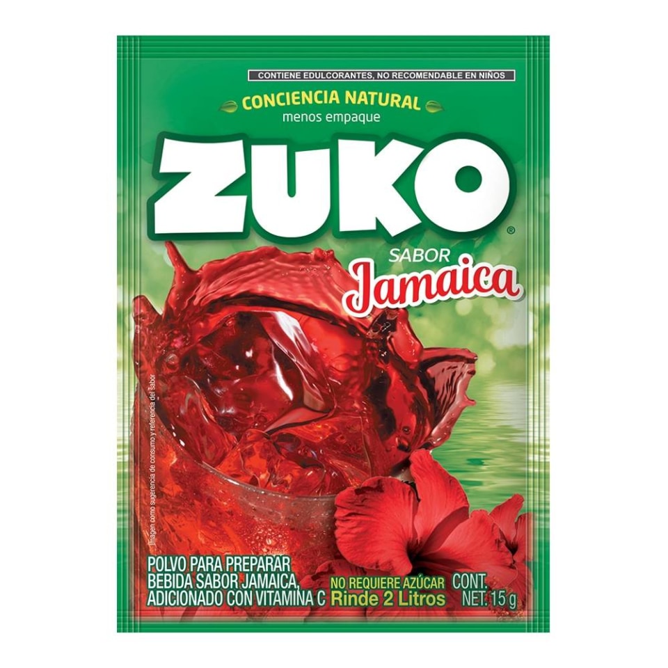 Polvo para preparar bebida Zuko sabor jamaica 15 g