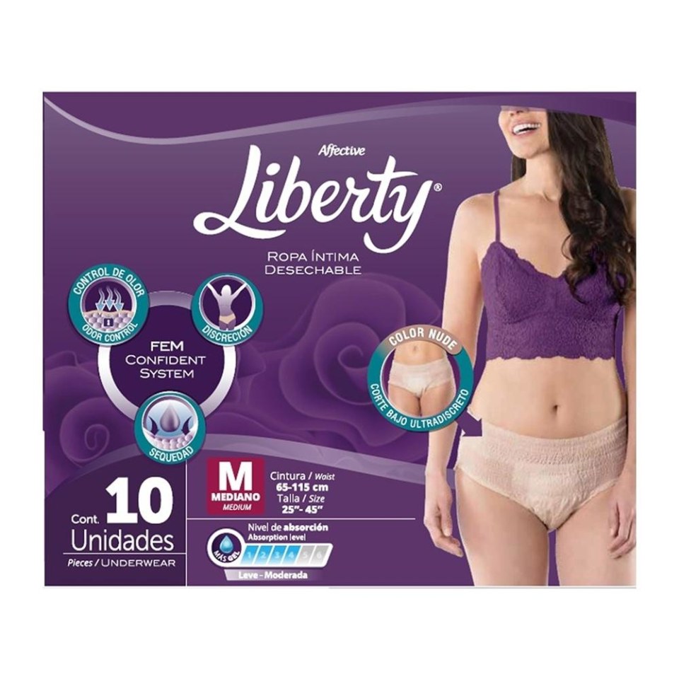 Ropa íntima desechable para incontinencia moderada Affective Liberty talla  mediana color nude 10 pzas. | Walmart