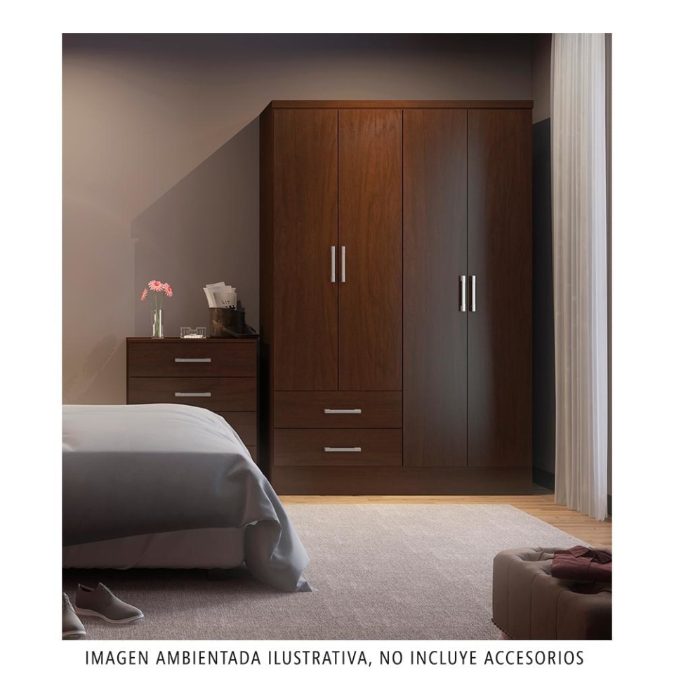 Ropero Bertolini Chocolate Acabado UV Brillante 4 Puertas