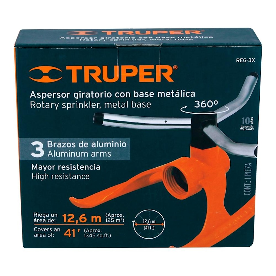 Aspersor Truper Giratorio con Base Metálica