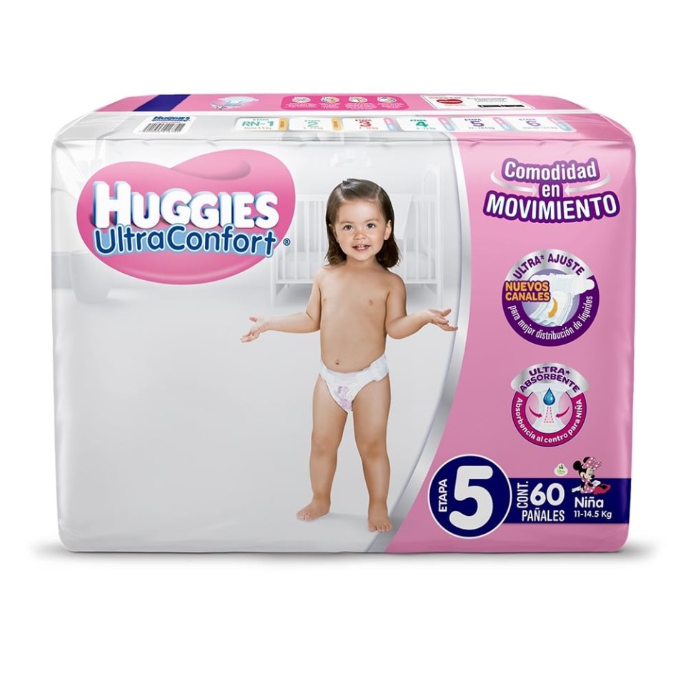 Pañales Huggies Ultra Confort etapa 5 niña 60 pzas | Walmart