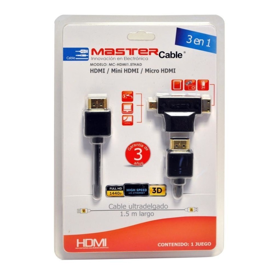 thumbnail image 3 of Cable HDMI Master Ultradelgado Negro, 3 of 3