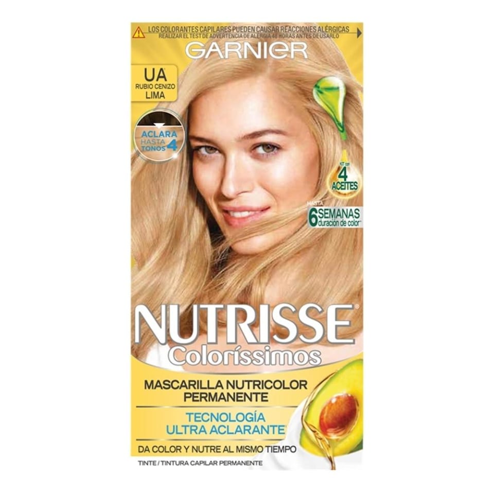 Tinte para cabello Garnier Nutrisse coloríssimos UA rubio cenizo lima |  Walmart