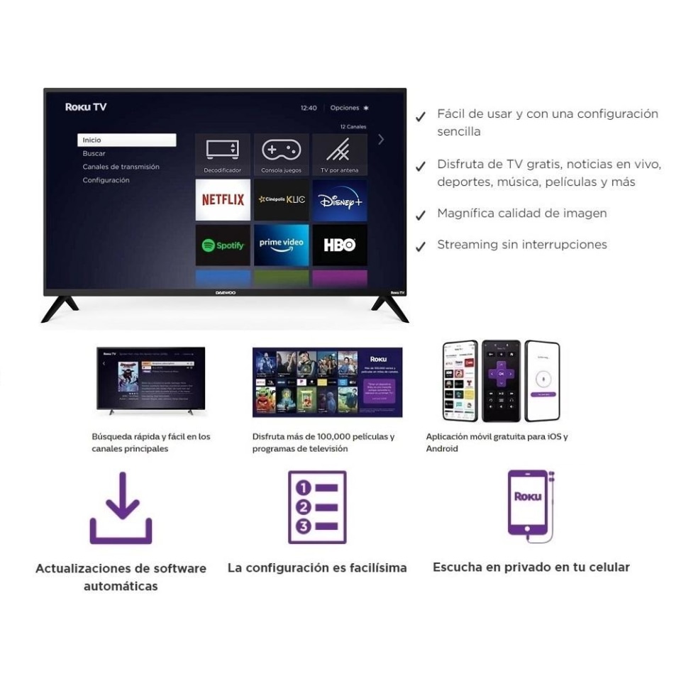 thumbnail image 3 of TV Daewoo 32 Pulgadas HD Smart TV LED DAW32R, 3 of 4