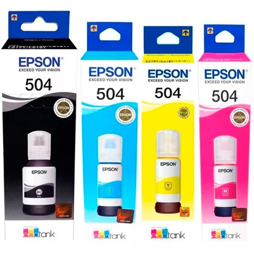 Kit 4 Botellas de Tinta Epson T504 Ecotank Tinta Continua L4150 L4160 L6161  L6171 L6191 | Walmart en línea