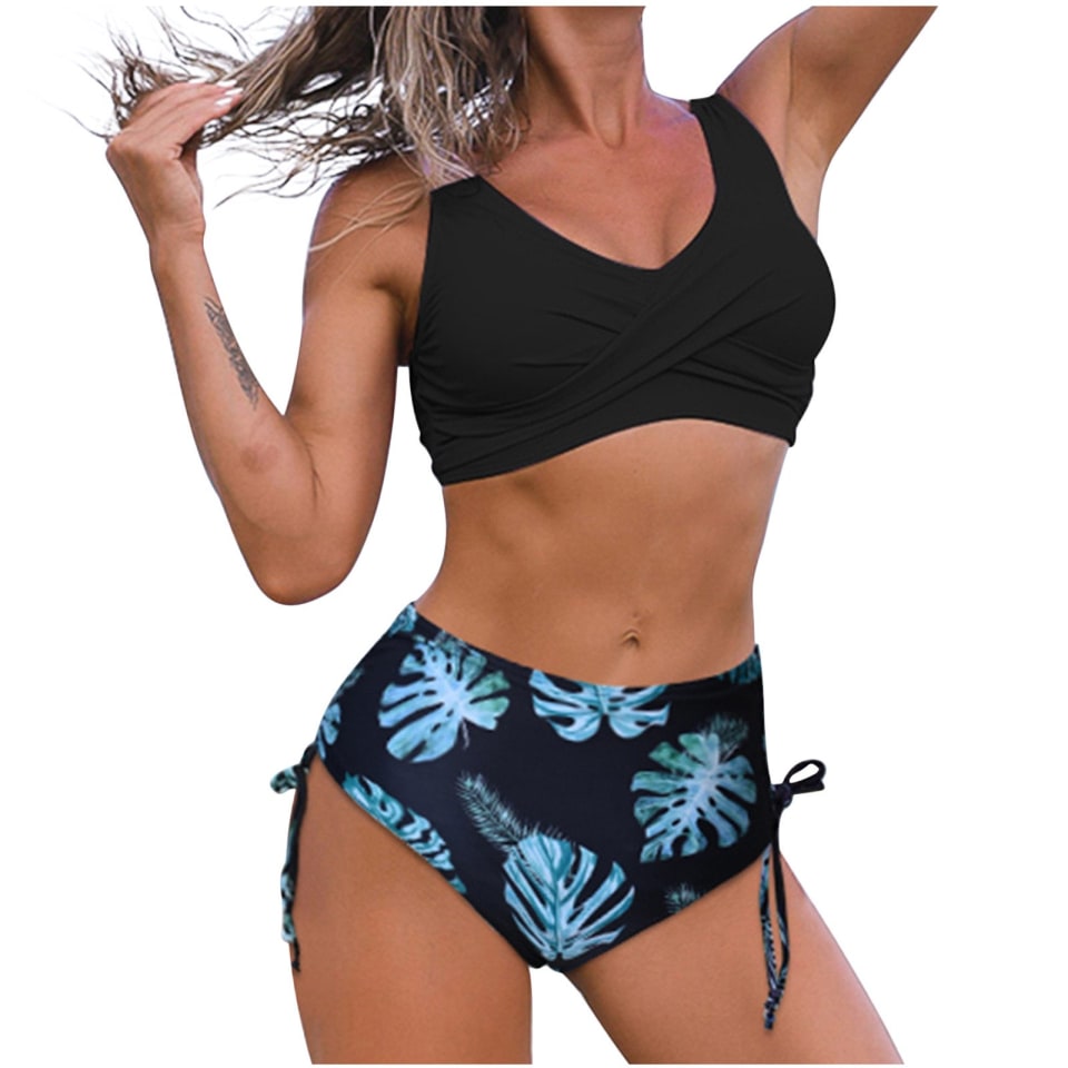 Conjunto de traje baño de bikini de playa halter espalda sexy estampado de dos piezas par Fridja nalpqowj52619 | Bodega Aurrera en línea