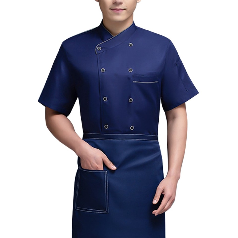 Uniforme de Chef, delantal de cocina de manga corta, trajes de doble  botonadura, camisas de costura cómodas para hombres, estilo Simple para  cafetería, azul 3XL Methold LF000329-17 | Bodega Aurrera en línea