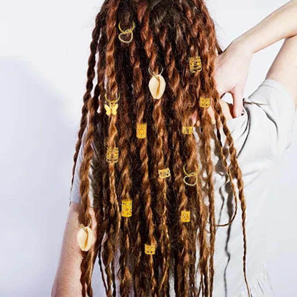 202 Unids Cabello Bobina Dreadlocks, Trenzado Colgantes Encantos Decorativos Aleación Cabello Joyas Anillos para Días Festivos Fiesta Fotografía Chica Zulema cuentas de rastas | Bodega en línea