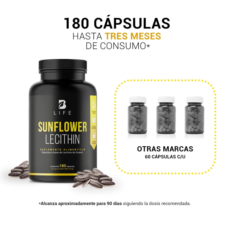 Lecitina de Girasol 180c Sunflower Lecithin B Life BLIFE Cápsulas | Walmart  en línea