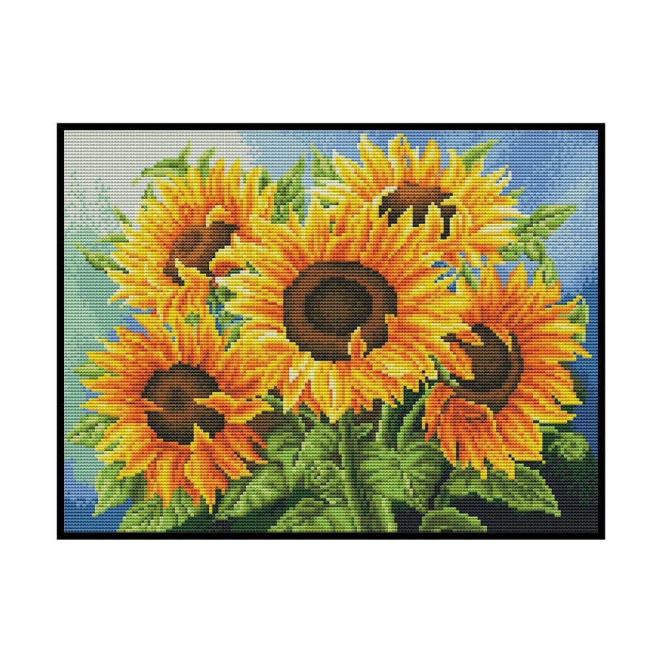 Juego completo de bordado de girasol, lienzo, hilo de algodón, pintura,  punto de cruz, 11CT Likrtyny decoración de arte | Bodega Aurrera en línea