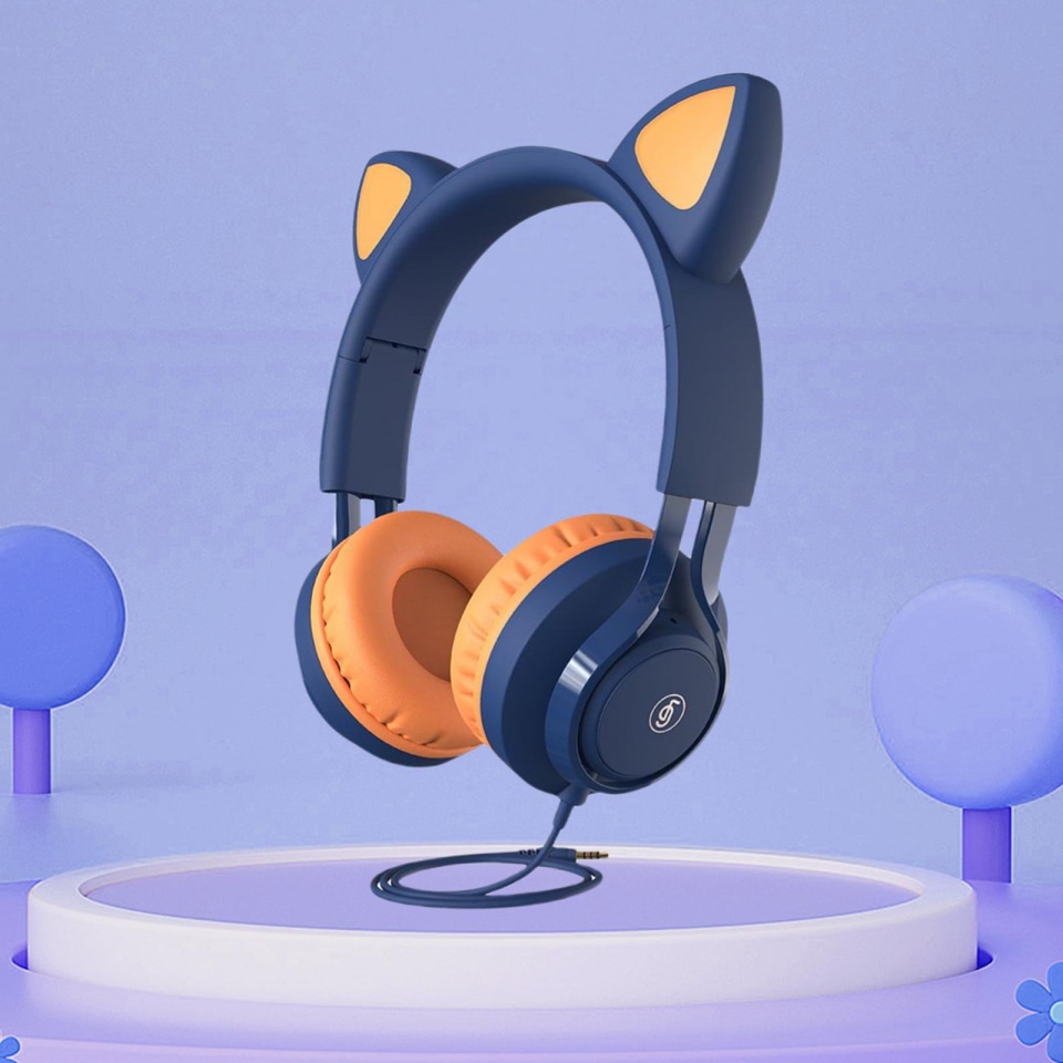 Oreja de gato Auricures con cable Música Estéreo Orejeras 85dB sobre oreja con micrófono Auricu Sunnimix Auriculares para niños | Bodega Aurrera en línea