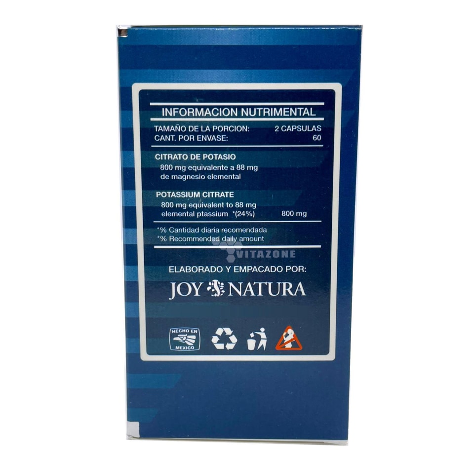 Citrato De Potasio 60 Cápsulas Joy Natura Joy Natura Joycitratopotasio Walmart En Línea 3846