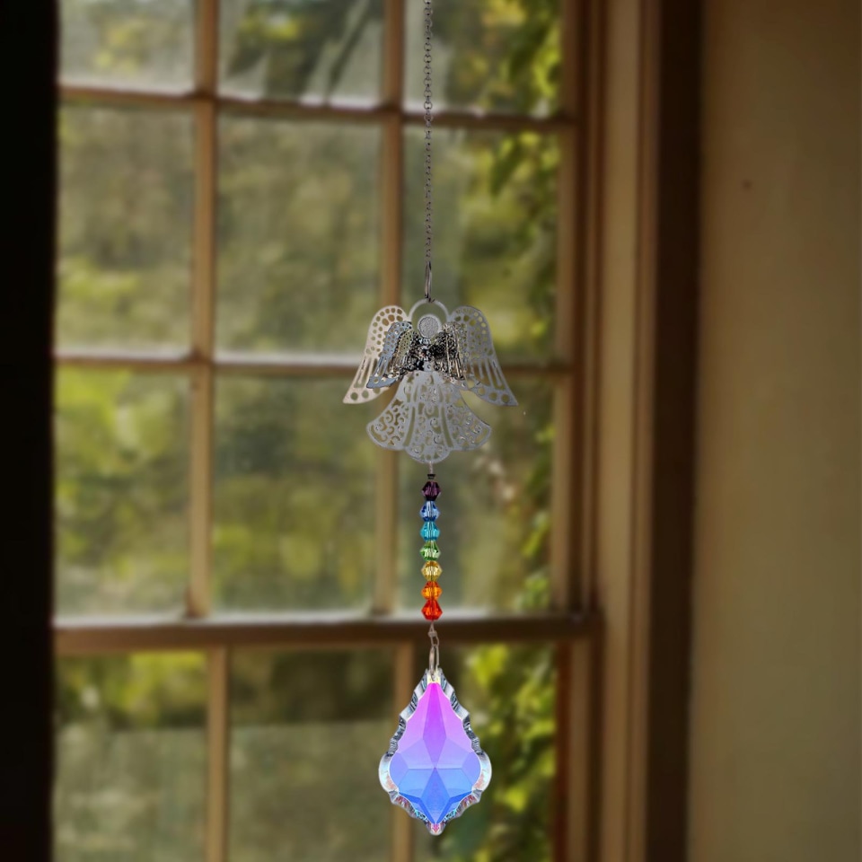 Elegantes colgantes cristal de gota que hacen decoración de de viento para jardín Hoja Cola Prisma de luz de cristal | Aurrera en línea