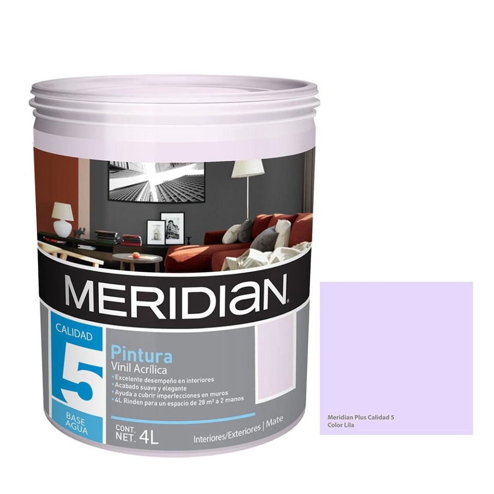 Pintura Meridian Plus 5 Años Blanco Mate 4 Litros | Walmart en línea