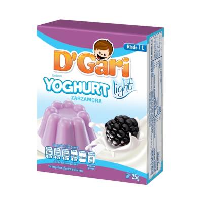 Polvo para gelatina de leche D'Gari light sabor yoghurt zarzamora 25 g