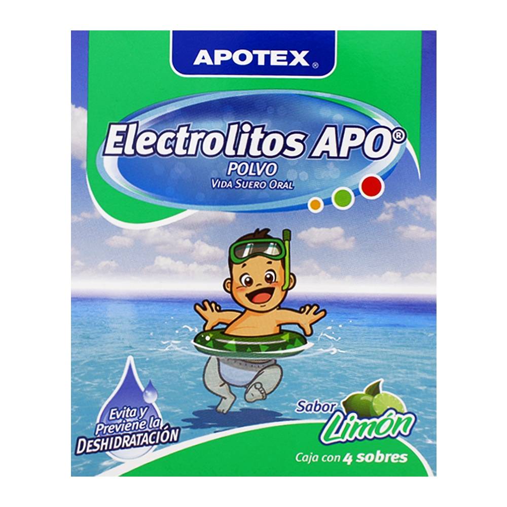 Electrolitos APO Apotex en polvo sabor limón 4 sobres
