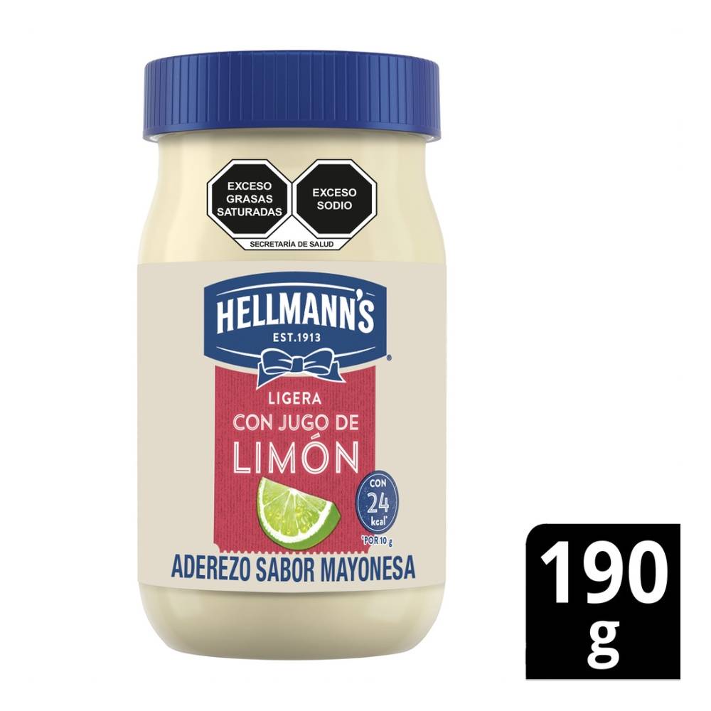 Mayonesa Hellmann's reducida en grasa con jugo de limón 190 g