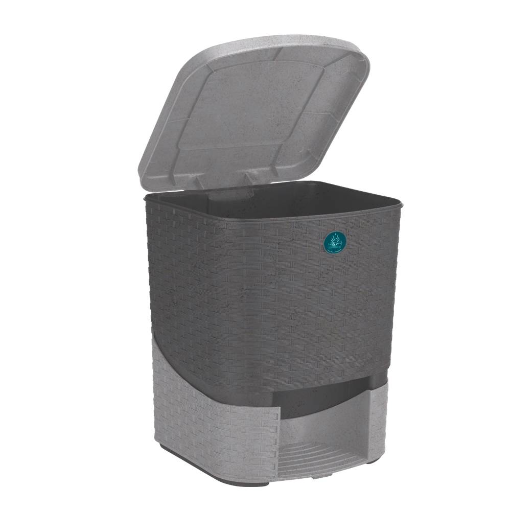 Bote de Basura Plásticos La Ardilla Terragave Rattan 15 L Gris